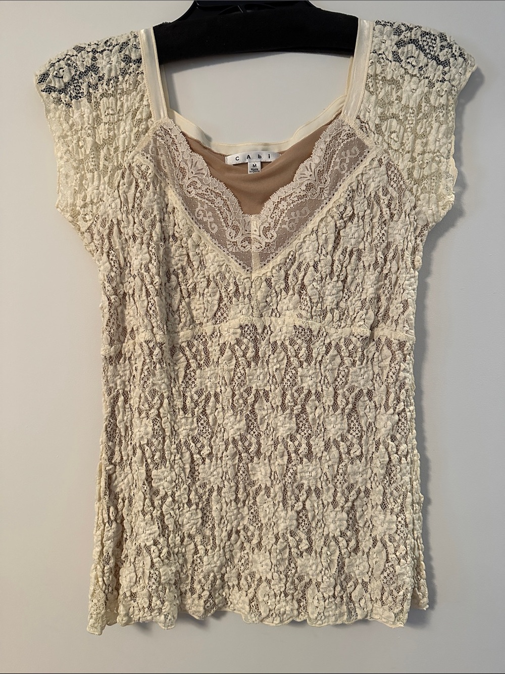 CAbi Cream Lace Layered V-Neck Camisole